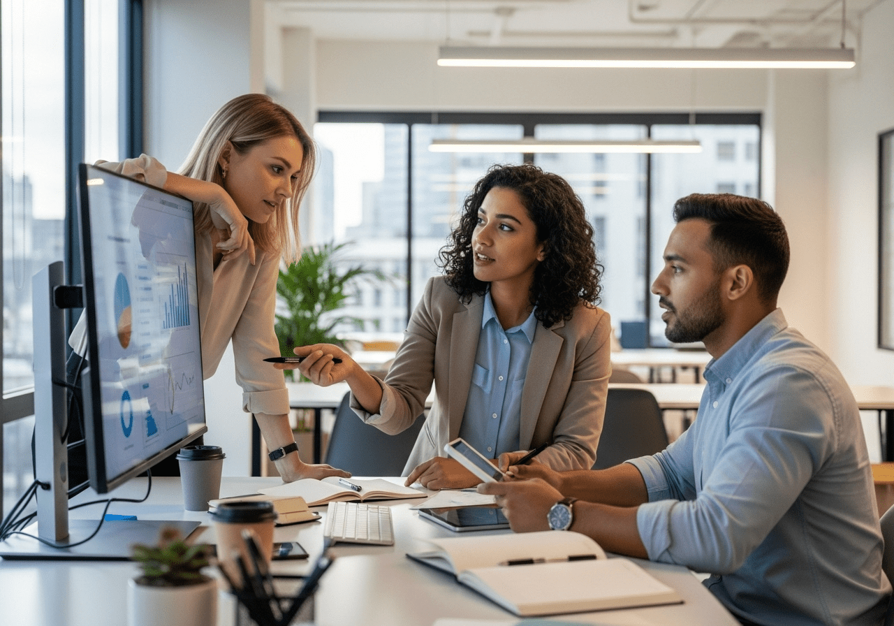 Equipe diversa trabalhando em colaboração