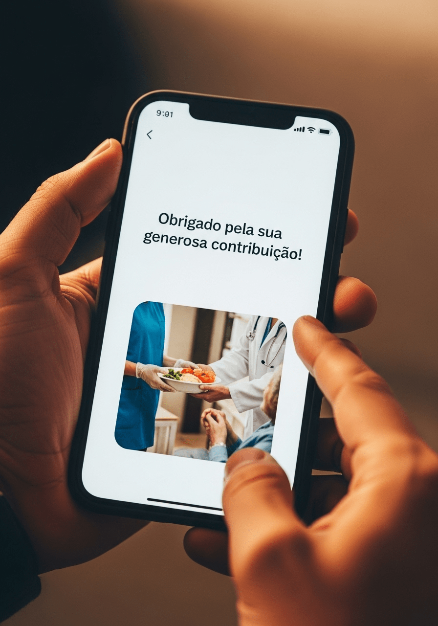 Interface de doação humanizada com textos em português
